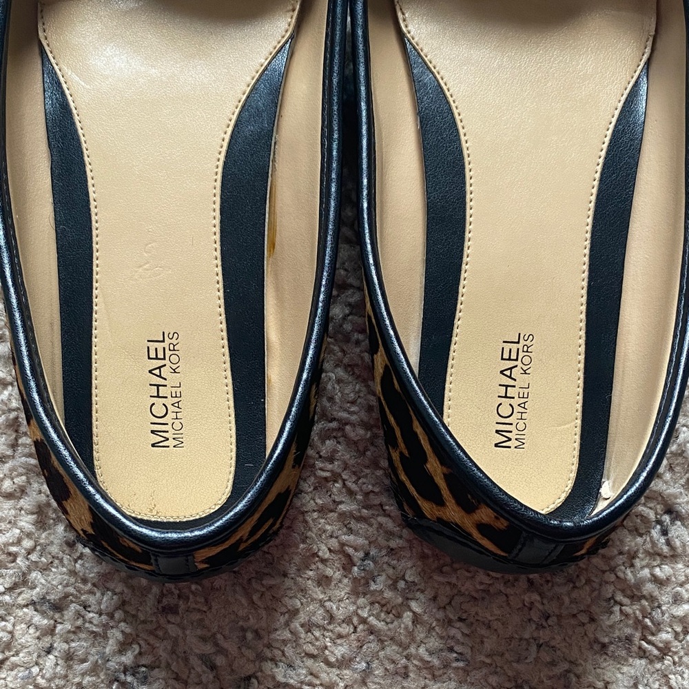 Michael Kors Animal Print Flats with Gold Accent - Picture 2 of 14